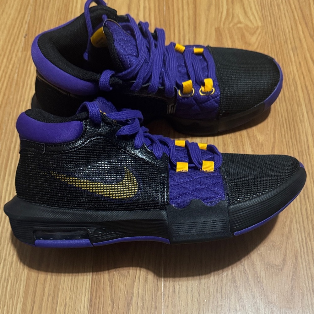 Nike Black Purple Gold Low-Top Basketball Sneakers